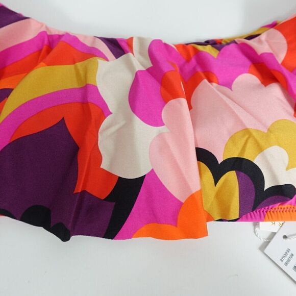Trina Turk Womens Fan Faire Off The Shoulder Ruffle Bandeau Swim Top Size 4 - Picture 5 of 9